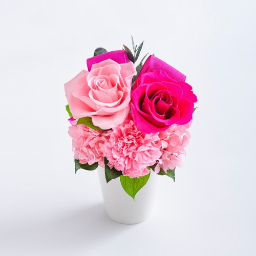 ＜小田急＞［ベル・フルール］バラとリボンのアレンジメント ピンク ［ベル・フルール］バラとリボンのアレンジメント ピンク