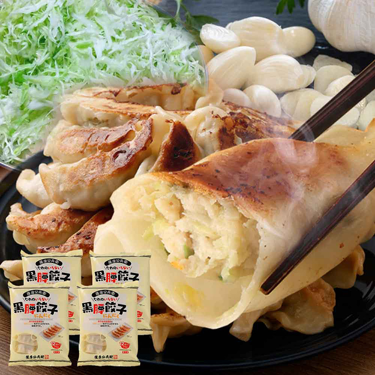 ［薩摩川内市観光物産協会］黒豚餃子にんにく１２個入り×４袋