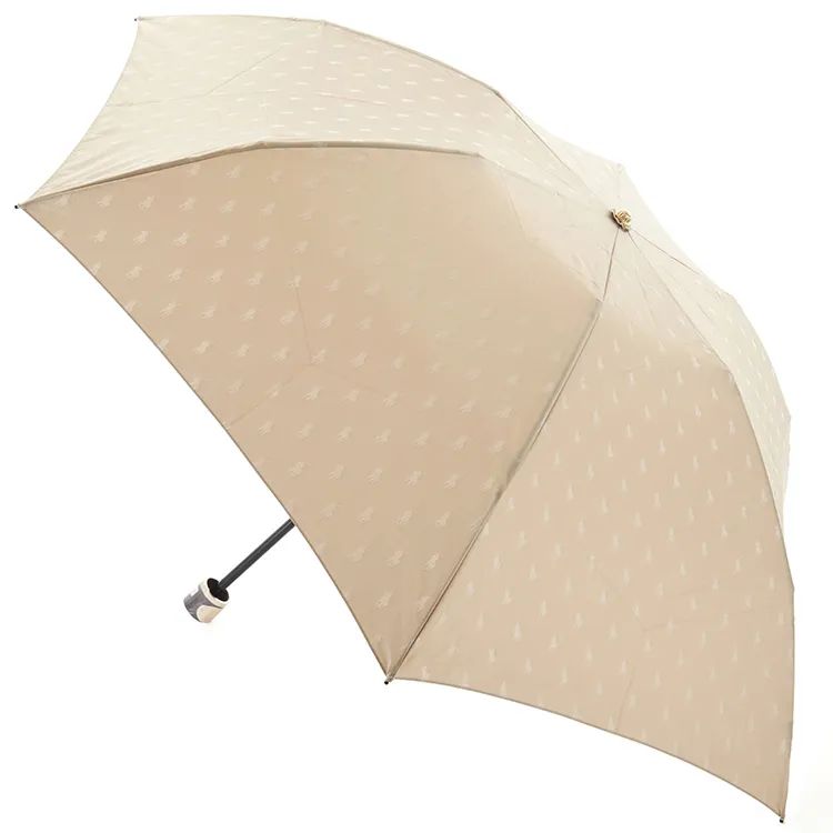 ［ポロラルフローレン］ポロポニーロゴジャカード婦人折り畳みミニ雨傘（10326‐02‐20）（配送箱付） ベージュ ［ポロラルフローレン］ポロポニーロゴジャカー