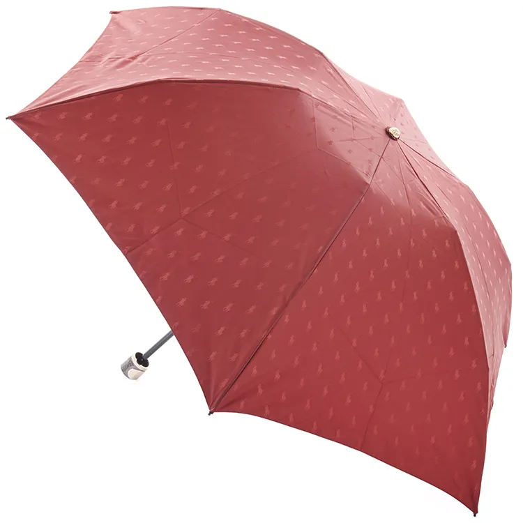 ［ポロラルフローレン］ポロポニーロゴジャカード婦人折り畳みミニ雨傘（10326‐02‐36）（配送箱付） レッド ［ポロラルフローレン］ポロポニーロゴジャカード