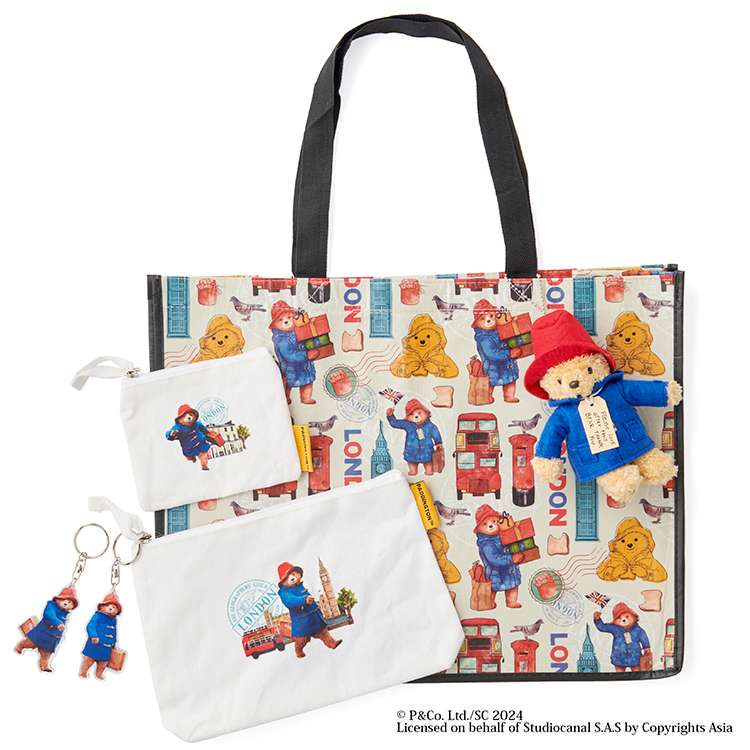 ［Paddington(TM)］マスコット付ショッピングバッグ ミニポーチ大・小 キーフォルダー2種 6点セット