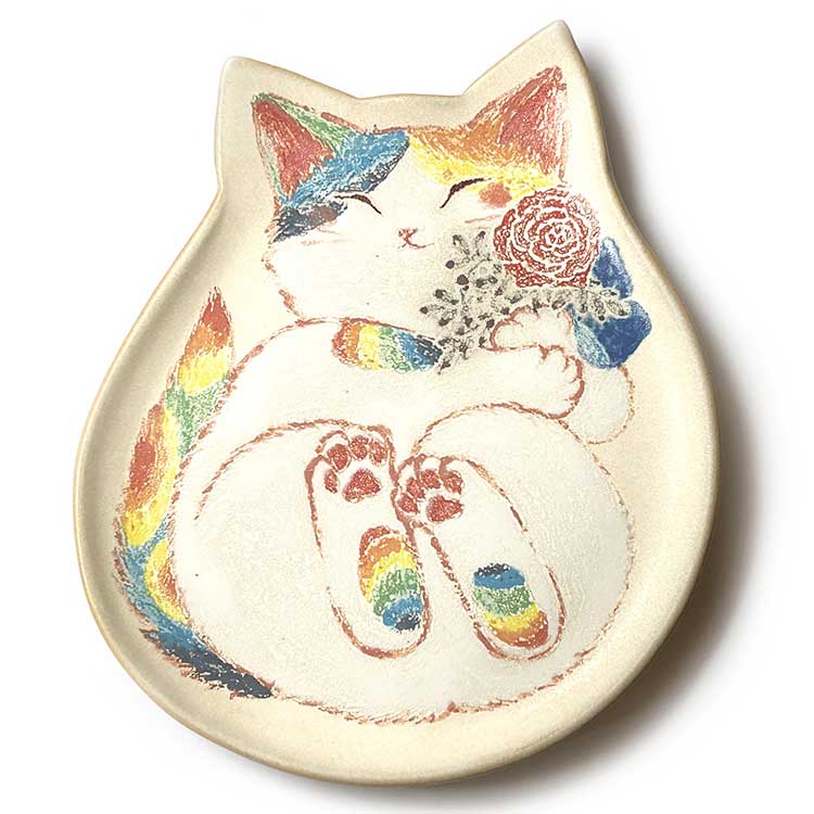 ［布引焼窯元］森のこみち絵皿「いつも虹色の気持ち」