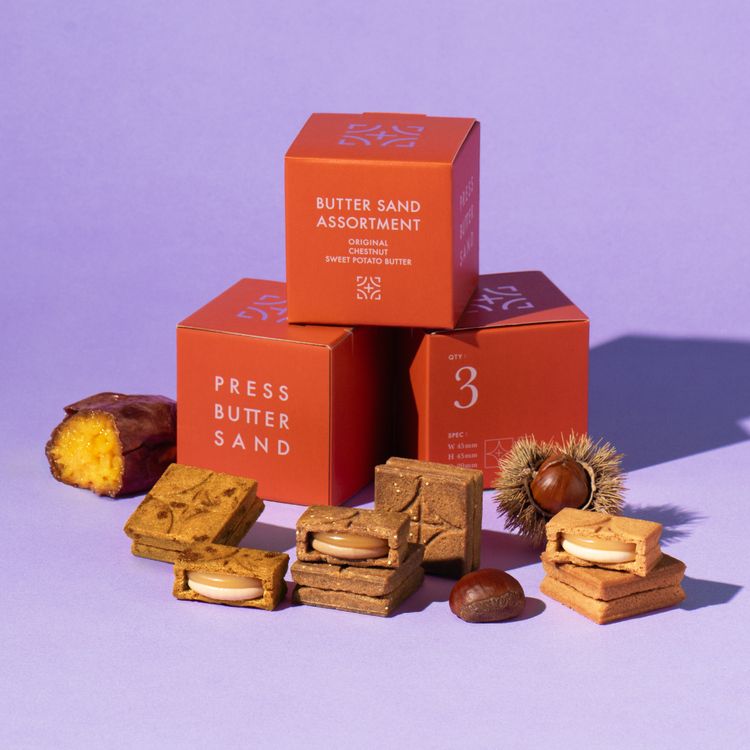 ［ＰＲＥＳＳ　ＢＵＴＴＥＲ　ＳＡＮＤ］おすすめセット〈栗・蜜芋バター〉3個入