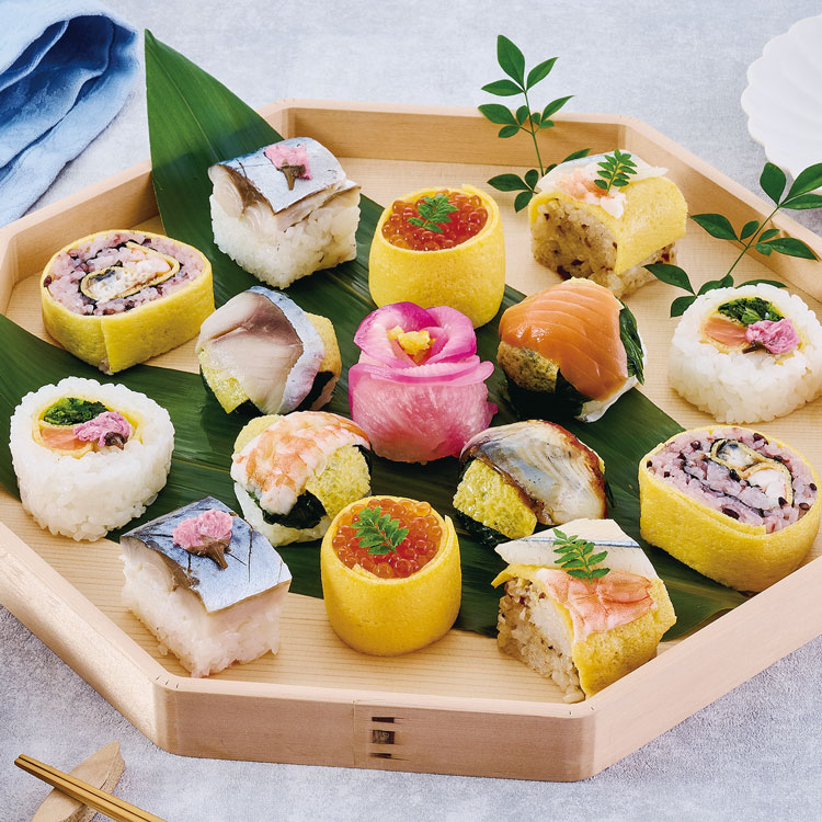 ＜わさび葉寿し うめもり＞はなどき手鞠わさび葉寿し15個（菜の花）