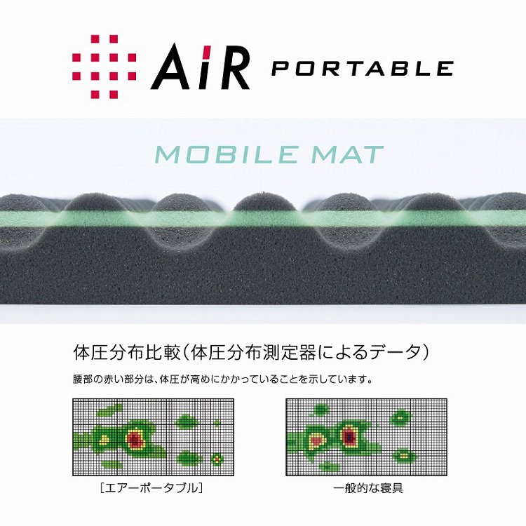 西川 (Nishikawa) エアーポータブル モバイルマットスリム モバイル マットレス (横幅60cmX縦幅180cm) ベッドの上に1  アウトドア寝具