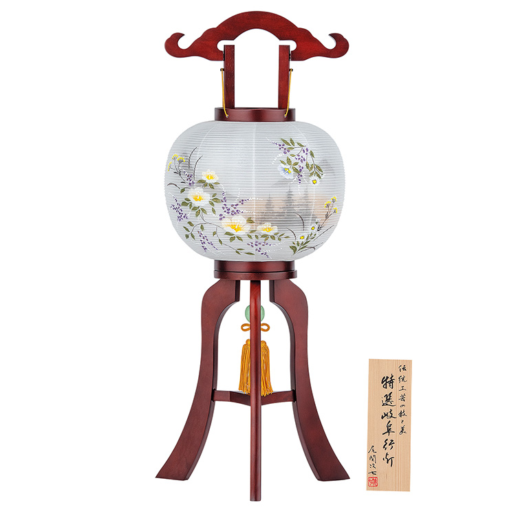 ★【岐阜提灯】二重紫水１０号（夏椿に山水）
