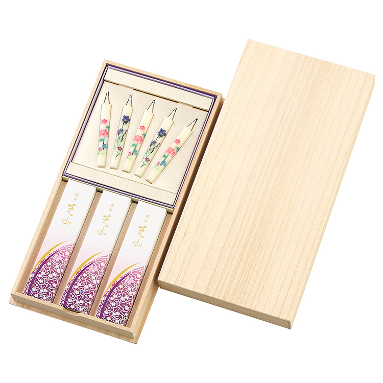 ★［現代仏壇］線香　芝山絵ろうそく５本セット