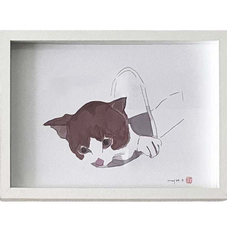 ［ｎｅｋｏ－ｔｏ－ｋｙｏ］川上麻衣子　イラストプリント画．　Ｄ　仔猫のＴＡＣＫ