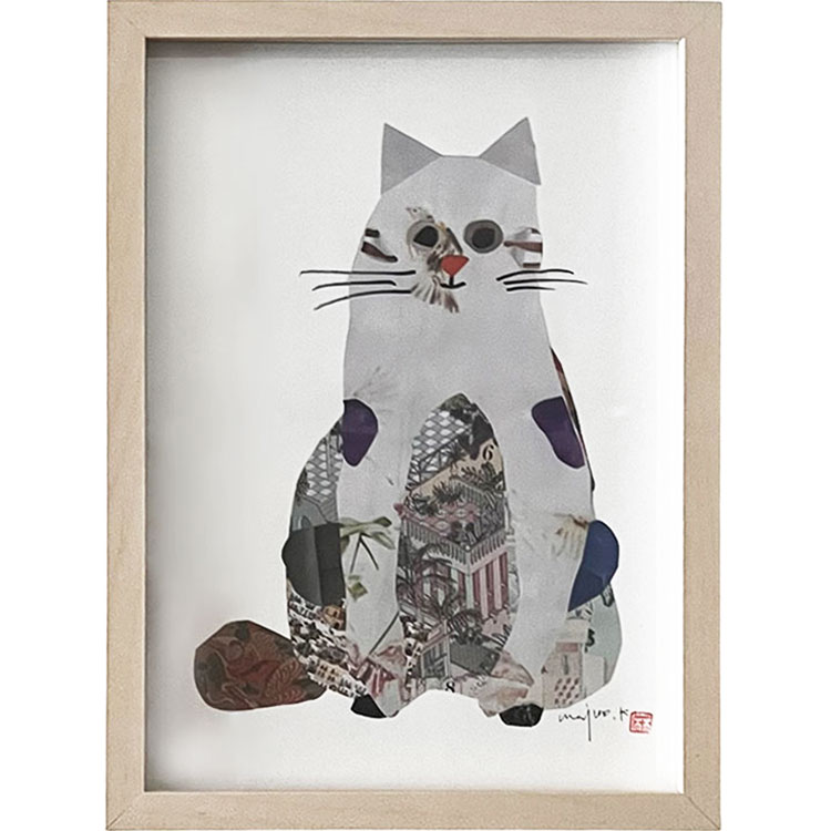 ［ｎｅｋｏ－ｔｏ－ｋｙｏ］川上麻衣子　イラストプリント画．　Ｆ　コラージュＴＡＣＫ１