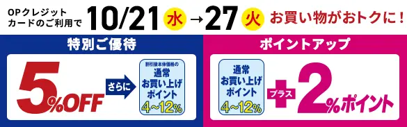 ＯＰ優待・ポイントアップ